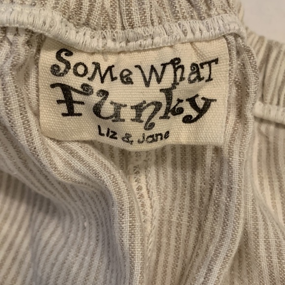 Liz & Jane Some What Funky Women 100% Stripe Drawstring Oversize Linen Pants - Picture 7 of 11